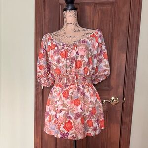 NWOT torrid georgette eyelet smocked waist puss sleeve top size 2